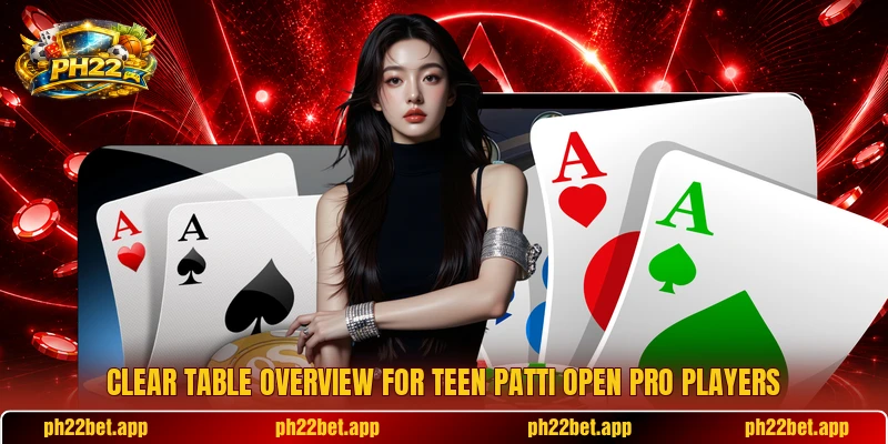 Clear table overview for Teen Patti Open Pro players Clear table overview for Teen Patti Open Pro players