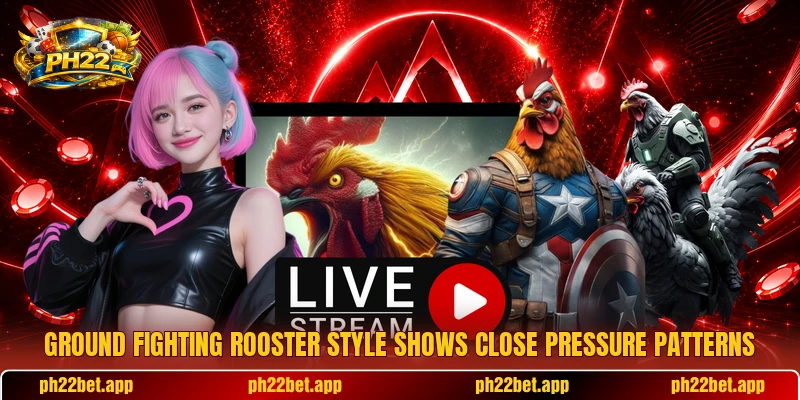 Ground fighting rooster style shows close pressure patterns Ground fighting rooster style shows close pressure patterns