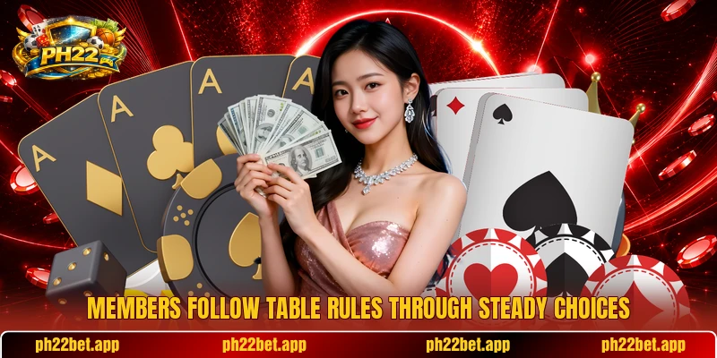 Members follow table rules through steady choices Members follow table rules through steady choices