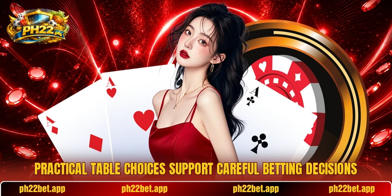Practical table choices support careful betting decisions Practical table choices support careful betting decisions
