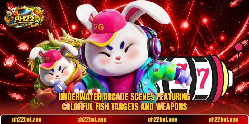 Underwater arcade scenes featuring colorful fish targets and weapons Underwater arcade scenes featuring colorful fish targets and weapons